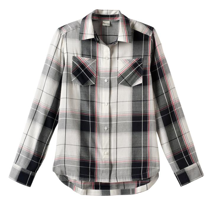Girls 7-16 Mudd&reg; Curved Hem Plaid Button-down Shirt, Size: 12, White Oth