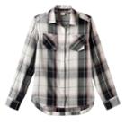 Girls 7-16 Mudd&reg; Curved Hem Plaid Button-down Shirt, Size: 12, White Oth