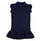 Girls 4-6x Chaps School Uniform Ruffled Polo Shirt Dress, Girl's, Size: 5, Blue (navy)