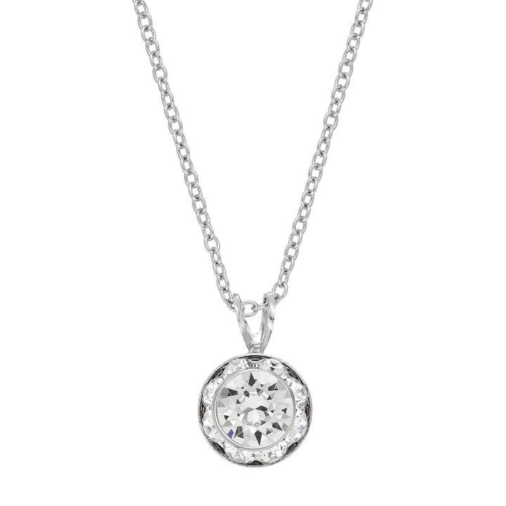 Brilliance Silver Plated Halo Pendant With Swarovski Crystals, Women's, White