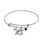 Fiora Sterling Silver Michigan State Spartans Charm Bangle Bracelet, Women's, Green