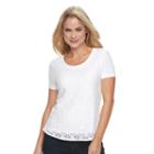 Petite Croft & Barrow&reg; Lace Tee, Women's, Size: M Petite, White