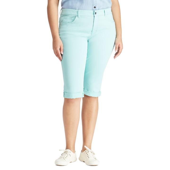 Plus Size Chaps Cuffed Twill Skimmer Shorts, Women's, Size: 24 W, Blue