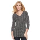 Women's Croft & Barrow&reg; Pieced Tiered V-neck Tee, Size: Small, Oxford
