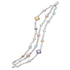 Sterling Silver Gemstone, Freshwater Cultured Pearl & Diamond Accent Multi Strand Bracelet, Women's, Size: 7.5, Multicolor