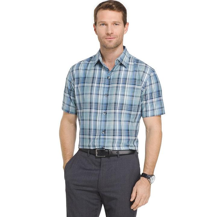 Men's Van Heusen Air Wovens Classic-fit Poplin Performance Button-down Shirt, Size: Xxl, Turquoise/blue (turq/aqua)