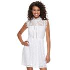 Juniors' Speechless Lace Illusion Skater Dress, Girl's, Size: Xs, White