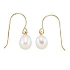 10k Gold Freshwater Cultured Pearl Drop Earrings, Women's, White