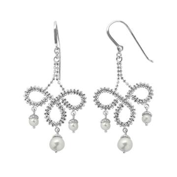 Pearlustre By Imperial Freshwater Cultured Pearl Sterling Silver Imperial Lace Chandelier Earrings, Women's, White