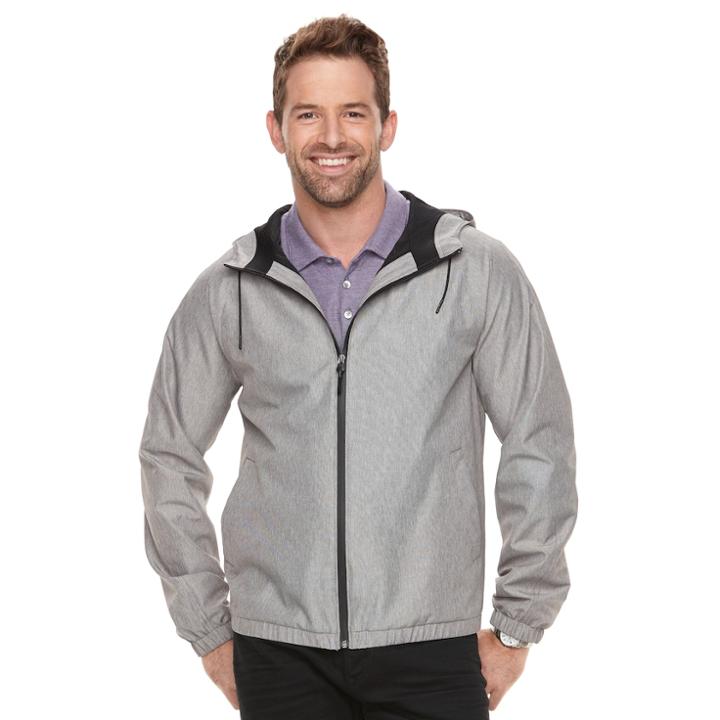 Men's Marc Anthony Luxe Slim-fit Hooded Rain Jacket, Size: Xl, Grey