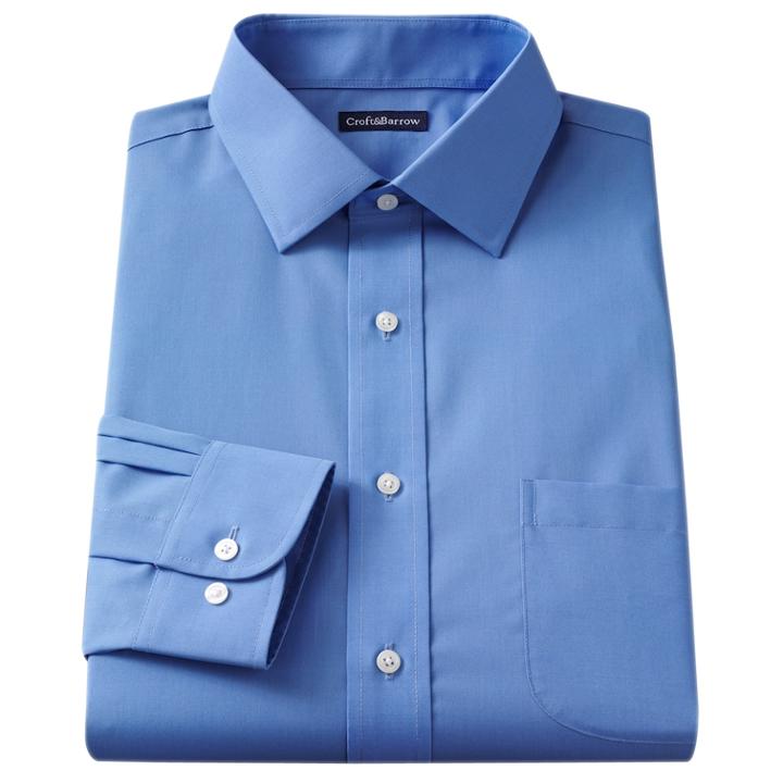 Men's Croft & Barrow&reg; Slim-fit Easy Care Spread-collar Dress Shirt, Size: 18.5 36/37, Blue