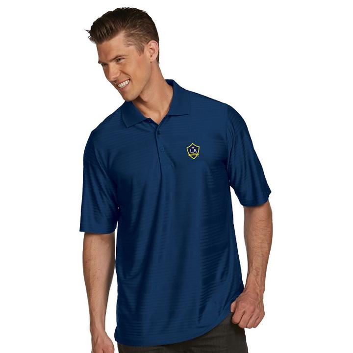 Men's Antigua Los Angeles Galaxy Illusion Desert-dry Xtra-lite Tonal-striped Performance Polo, Size: Medium, Blue (navy)