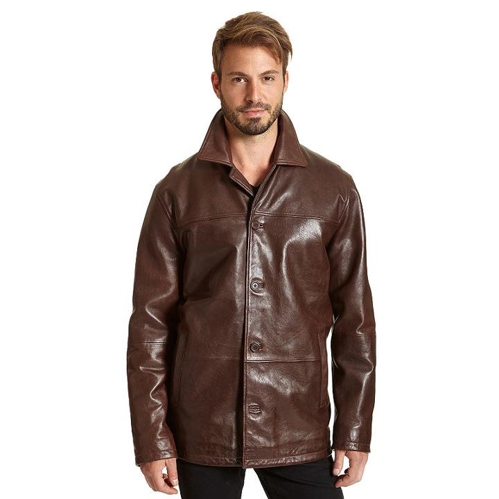 Men's Excelled Leather Car Coat, Size: Xl, Brown