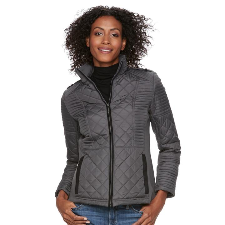 Women's Weathercast Quilted Midweight Side-stretch Jacket, Size: Large, Grey