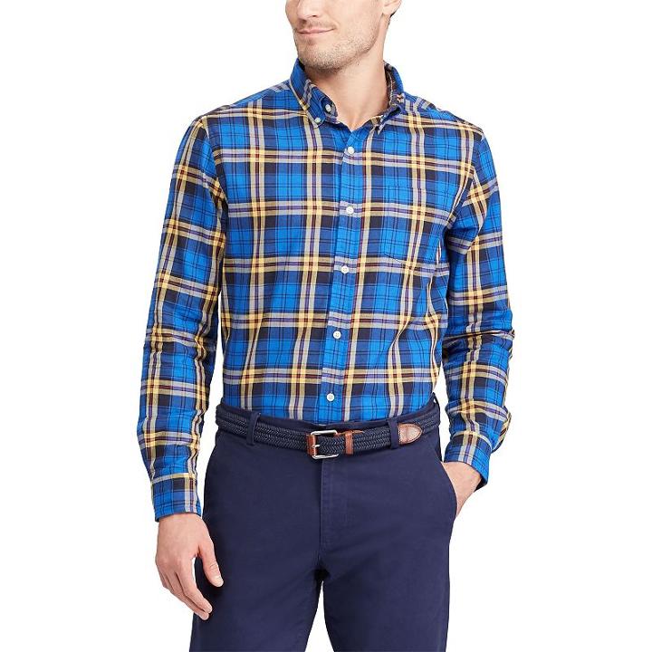 Men's Chaps Classic-fit Patterned Button-down Shirt, Size: Xxl, Blue