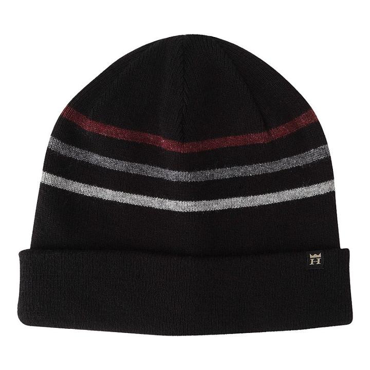 Haggar, Men's Striped Cuffed Beanie, Black