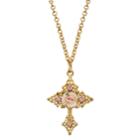 1928 Porcelain Rose Cross Pendant Necklace, Women's, Size: 18, Pink