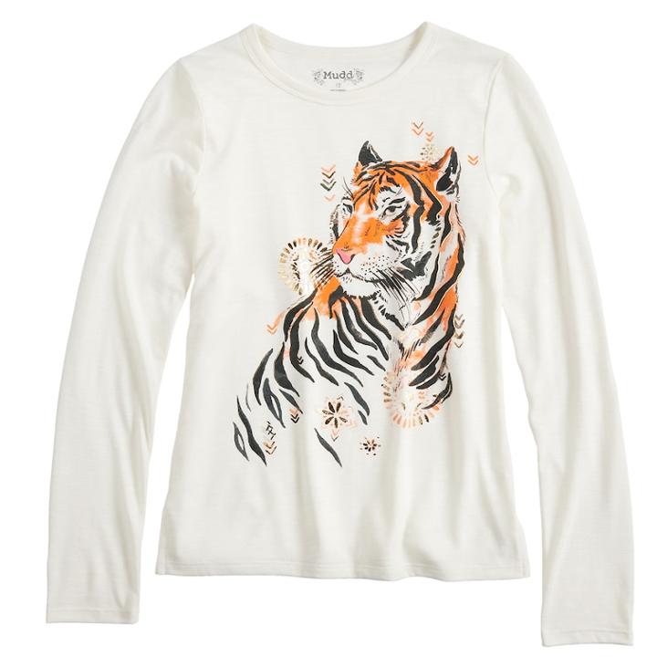Girls 7-16 & Plus Size Mudd&reg; Long Sleeve Graphic Tee, Size: 16 1/2, White