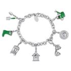 Laura Ashley Sterling Silver Lab-created Sapphire Gardening Charm Bracelet Set, Women's, Size: 7.25, Multicolor