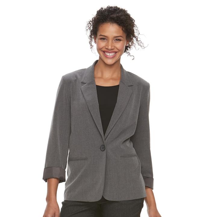 Women's Dana Buchman Cuffed Boyfriend Jacket, Size: Xl, Med Grey