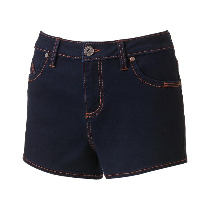 Fire High-waisted Shortie Shorts - Juniors, Teens, Size: 3, Dark Blue