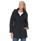 Women's Weathercast Hooded Quilted Midweight Jacket, Size: Large, Dark Blue