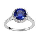 Sophie Miller Sterling Silver Blue And White Cubic Zirconia Halo Ring, Women's, Size: 6