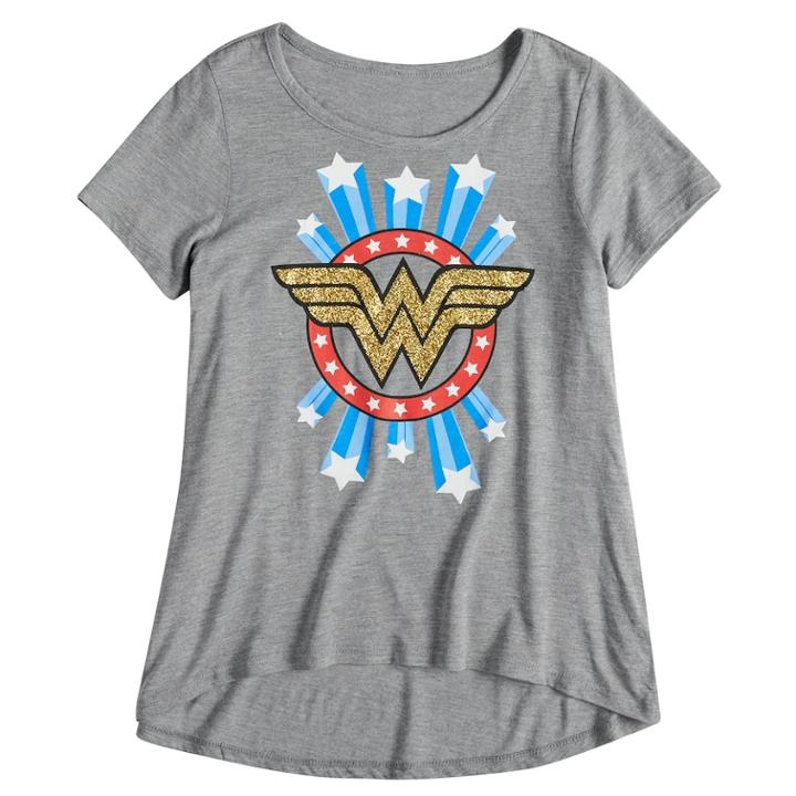 Girls 7-16 Dc Comics Wonder Woman Logo Graphic Tee, Size: Large, Med Grey