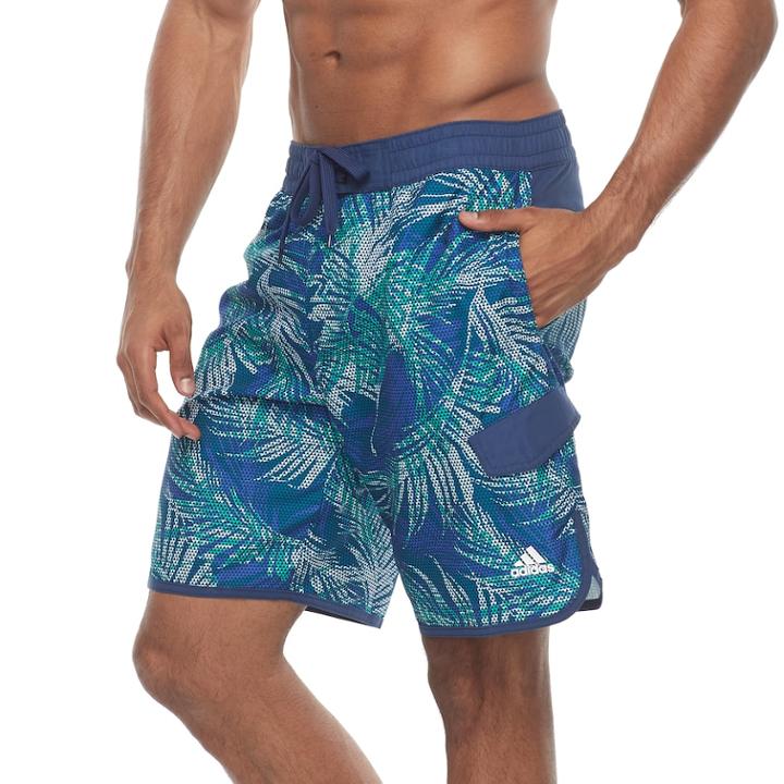 Men's Adidas Tri Palms Microfiber Volley Shorts, Size: Xxl, Turquoise/blue (turq/aqua)