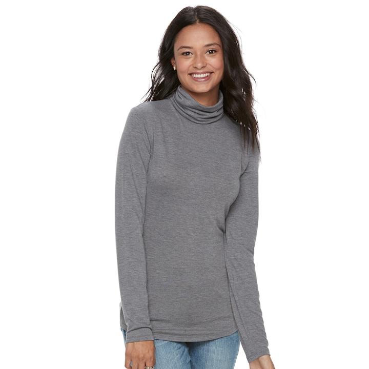 Juniors' So&reg; Long Sleeve Turtleneck Top, Teens, Size: Xl, Grey (charcoal)