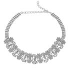 Simulated Crystal Flower Choker Necklace, Women's, Silver