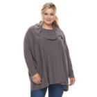 Plus Size Napa Valley Cowlneck Poncho Sweater, Women's, Size: 3x-4x, Dark Brown