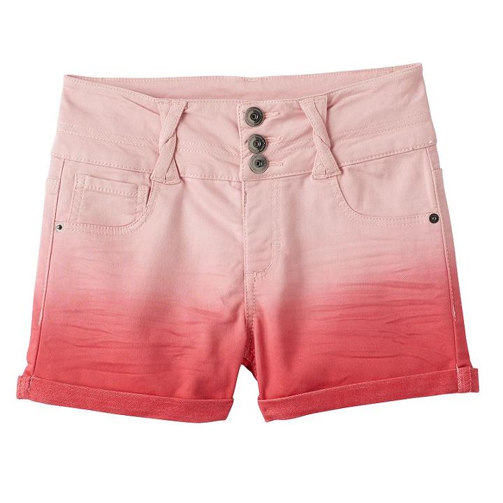 Girls 7-16 So&reg; Twist Belt Loop Dip Dye Bermuda Jean Shorts, Girl's, Size: 12, Med Pink
