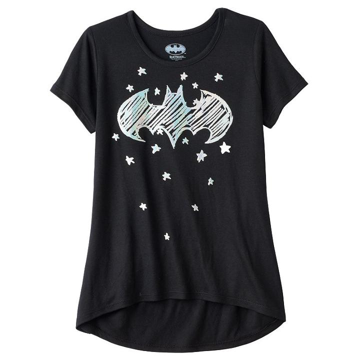 Girls 7-16 Dc Comics Super Hero Girls Batgirl Iridescent Logo Graphic Tee, Girl's, Size: Medium, Black