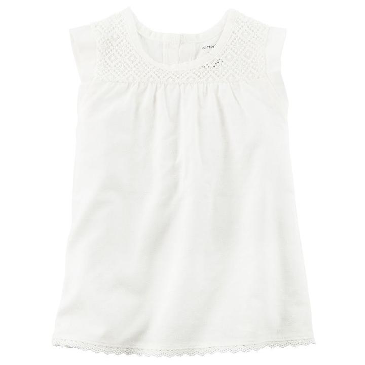 Girls 4-8 Carter's White Dobby Woven Tulip Hem Top, Girl's, Size: 7, White Oth