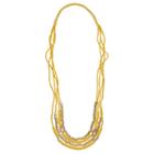 Yellow Beaded Multi Strand Necklace, Women's, Med Yellow