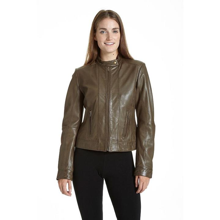 Women's Excelled Leather Scuba Jacket, Size: Large, Green