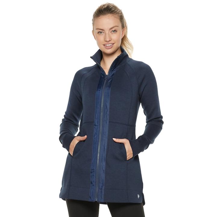 Women's Fila Sport&reg; Shirred Back Neck Jacket, Size: Medium, Dark Blue