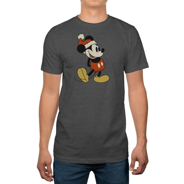 Big & Tall Disney's Mickey Mouse Santa Holiday Tee, Men's, Size: 4xb, Dark Grey