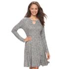Juniors' Cloud Chaser Ribbed Skater Dress, Teens, Size: Large, Grey Other