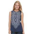 Women's Dana Buchman Mesh-trim Embellished Tank, Size: Medium, Blue