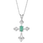 10k White Gold Emerald Cross Pendant, Women's, Size: 18, Green
