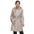 Women's Tower By London Fog Hooded Trench Coat, Size: Medium, Light Pink