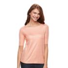 Women's Apt. 9&reg; Essential Striped Boatneck Tee, Size: Small, Lt Orange