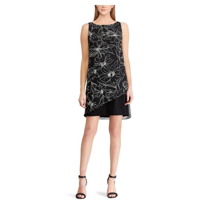 Women's Chaps Floral Georgette Sheath Dress, Size: 2, Natural