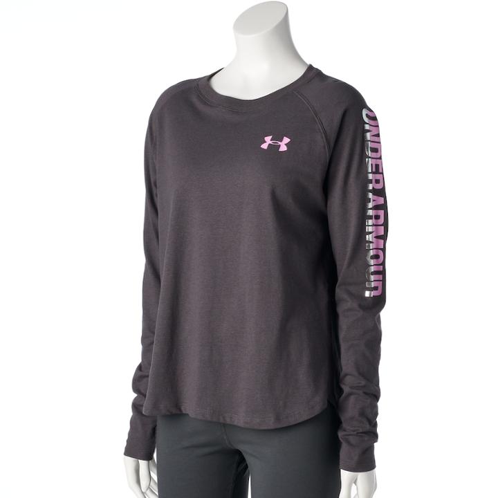 Women's Under Armour Tri-blend Long Sleeve Metallic Graphic Tee, Size: Xs, Grey