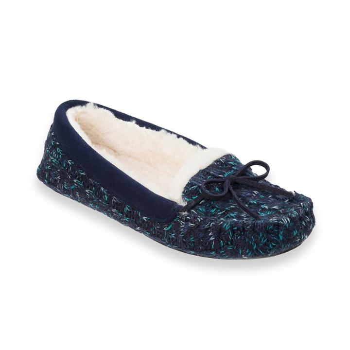 Women's Dearfoams Knit Moccasin Slippers, Size: Xl, Blue Other