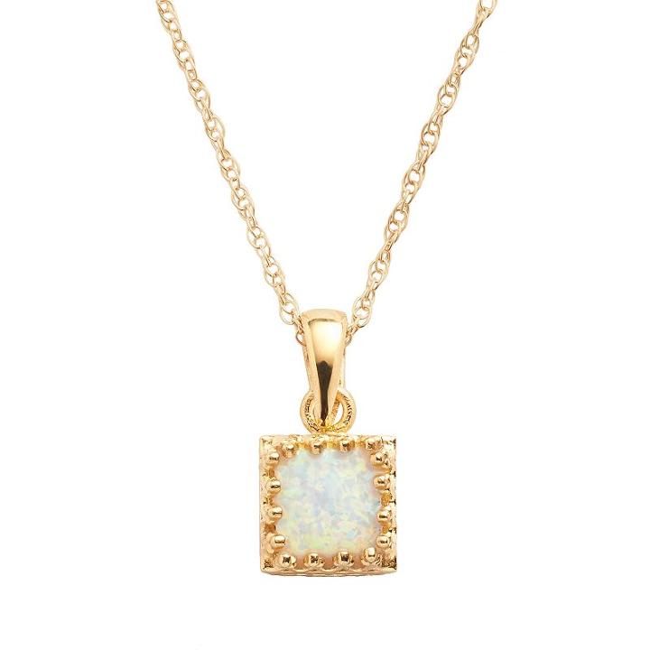 Tiara 14k Gold Over Silver Lab-created Opal Pendant, Women's, Size: 18, White