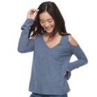 Juniors' So&reg; Cozy Cold-shoulder Top, Teens, Size: Medium, Dark Blue