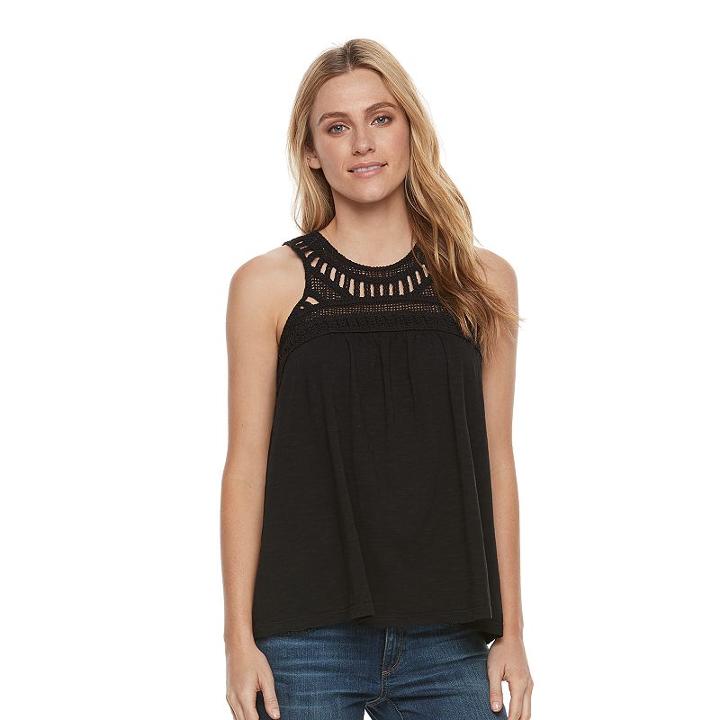 Women's Sonoma Goods For Life&trade; Crochet Tank, Size: Small, Black